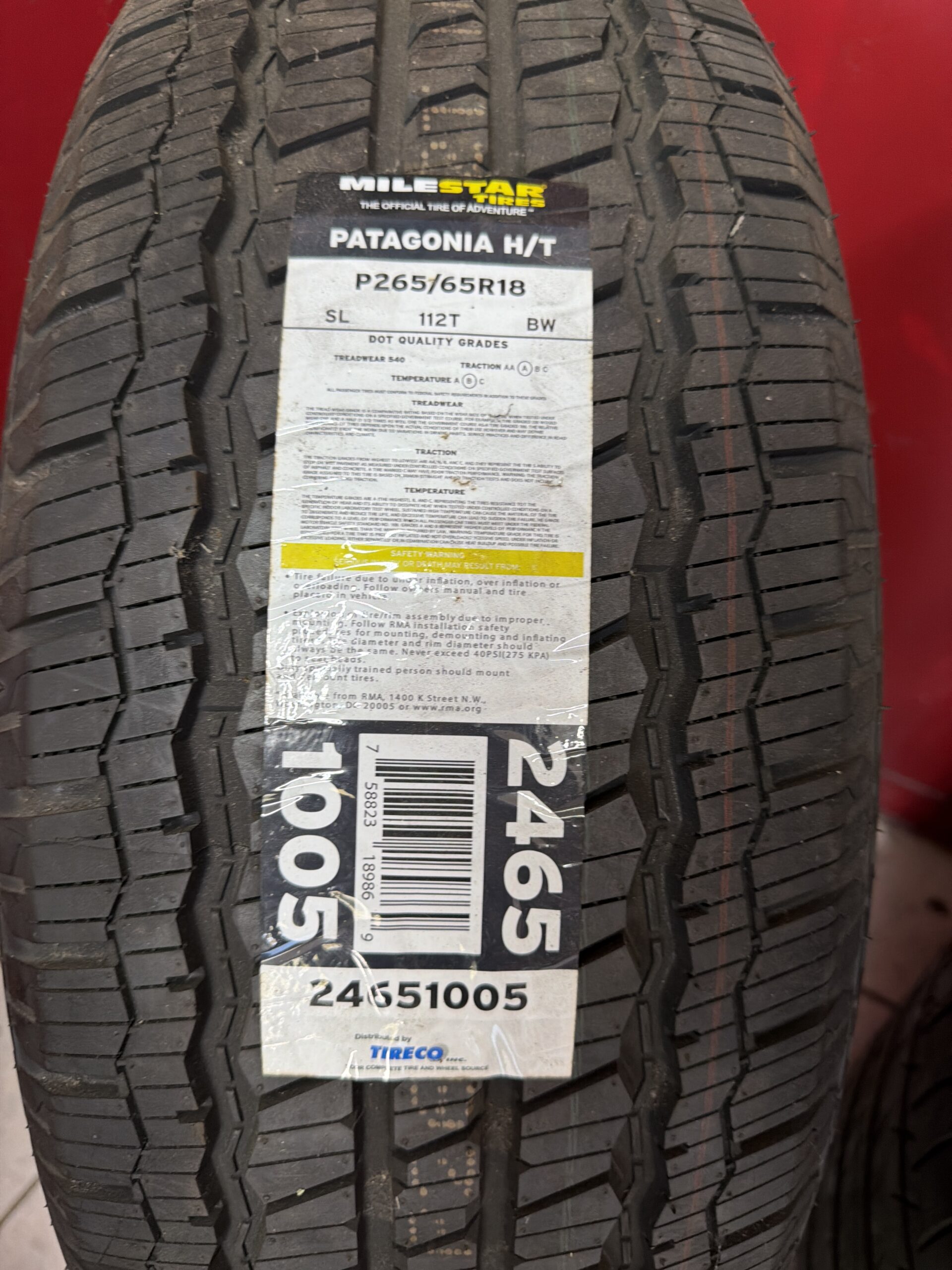 Milestar Patagonia H/T new tire size 265/65R18