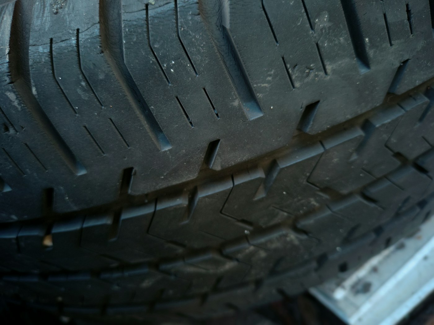 Close-up of a truck tire tread